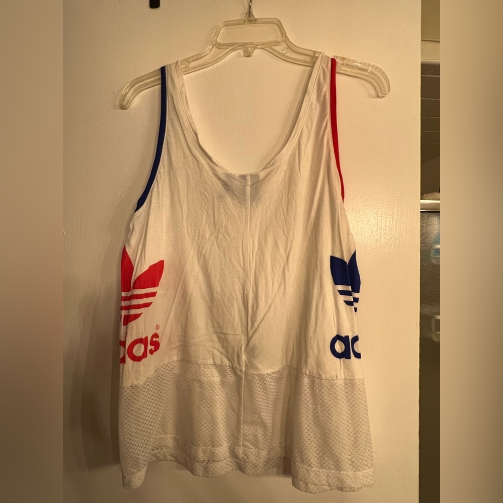 Medium Adidas Red, White, and Blue Tank Top